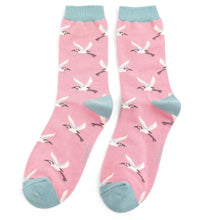 Load image into Gallery viewer, Miss Sparrow Ladies Bamboo Socks Herons Pink