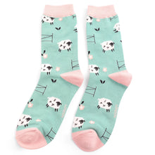 Load image into Gallery viewer, Miss Sparrow Ladies Bamboo Socks Jumping Sheep Duck Egg