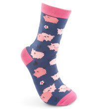 Load image into Gallery viewer, Miss Sparrow Ladies Bamboo Socks Pretty Pigs  Navy