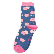 Load image into Gallery viewer, Miss Sparrow Ladies Bamboo Socks Pretty Pigs  Navy