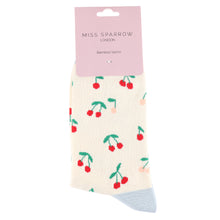 Load image into Gallery viewer, Miss Sparrow Mini Cherries Ladies Socks Cream