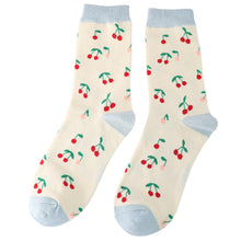 Load image into Gallery viewer, Miss Sparrow Mini Cherries Ladies Socks Cream