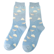 Load image into Gallery viewer, Miss Sparrow Paper Planes Ladies Socks Sky Blue