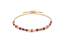 Load image into Gallery viewer, Chiara Gold & Garnet Bead Slider Bracelet