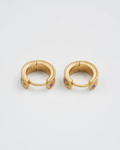 Load image into Gallery viewer, Folksy Floral Gold Huggie Earrings