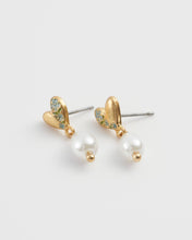 Load image into Gallery viewer, Forget-Me-Not Heart & Pearl Earrings