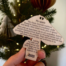 Load image into Gallery viewer, Toadstool illustrated wooden Christmas tree decoration