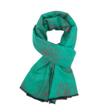 Load image into Gallery viewer, Dandelions scarf in jade green
