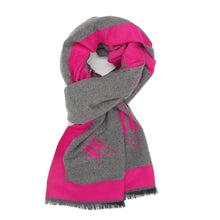 Load image into Gallery viewer, Bumble Bees border scarf in fuchsia pink
