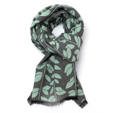 Load image into Gallery viewer, Leaves on stem scarf in mint green