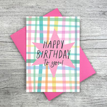 Load image into Gallery viewer, Happy Birthday Pink Plaid Card