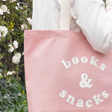 Load image into Gallery viewer, Books & Snacks - Blush Pink Canvas Tote Bag