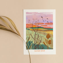 Load image into Gallery viewer, Sunset stroll let's go outside greeting card nature outdoor