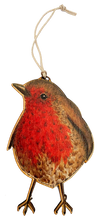 Load image into Gallery viewer, Robin garden bird wooden Christmas & Easter tree decoration