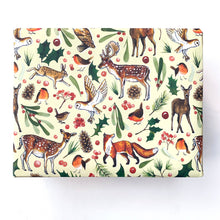 Load image into Gallery viewer, Christmas Woodland animals wrapping paper: 500mm x 700mm flat sheets