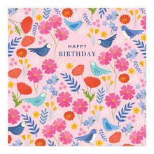 Load image into Gallery viewer, Happy Birthday Card | Pretty Pink Floral and Bird Pattern