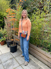 Load image into Gallery viewer, Billie Red Metallic Gold Upcycled Leather Handbag