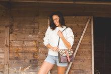 Load image into Gallery viewer, Bridget Navy Leopard Upcycled Leather Handbag