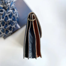 Load image into Gallery viewer, Bridget Navy Leopard Upcycled Leather Handbag