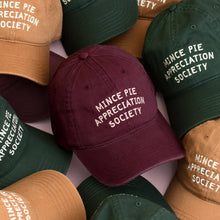 Load image into Gallery viewer, Mince Pie Appreciation Society - Cotton Baseball Cap - Burgundy