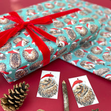 Load image into Gallery viewer, Christmas Hedgehogs wrapping paper Sheets: 500mm x 700mm flat sheets