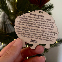 Load image into Gallery viewer, Hedgehog illustrated wooden Christmas tree decoration