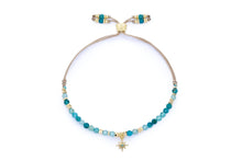 Load image into Gallery viewer, Una Apatite & Gold Star Charm Slider Bracelet