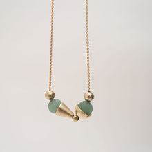 Load image into Gallery viewer, Consta - aventurine sphere and cup gold plated brass necklace