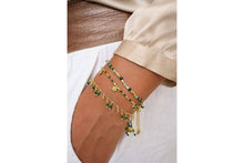 Load image into Gallery viewer, Rania Green & Gold Beaded Charm Bracelet