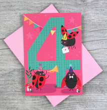 Load image into Gallery viewer, Age Four Ladybird Birthday Card
