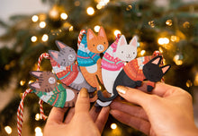 Load image into Gallery viewer, HANGING CAT CHRISTMAS DECORATION - 7 COLOURS AVAILABLE