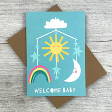 Load image into Gallery viewer, 'Welcome Baby' New Baby Card / Papercut Baby Mobile