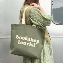 Load image into Gallery viewer, Bookshop Tourist - Olive Green Tote Bag