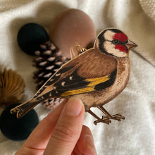 Load image into Gallery viewer, Goldfinch garden bird wooden Christmas & Easter decoration
