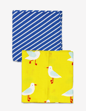 Load image into Gallery viewer, Organic Yellow Seagull Print Muslin 2 Pack