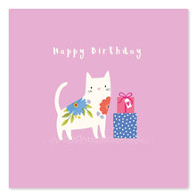 Load image into Gallery viewer, Pretty Floral Cat Happy Birthday Card | Cat Birthday Card