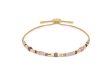 Load image into Gallery viewer, Chiara Gold & Amethyst Bead Slider Bracelet
