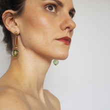 Load image into Gallery viewer, Gardena - glass bubble and cylinder earrings - green