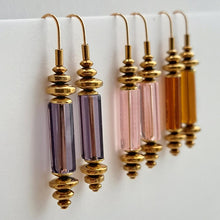 Load image into Gallery viewer, Gardena - glass cylinder and hematite earrings - pink