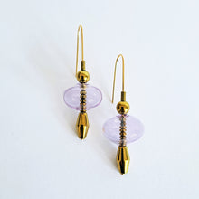 Load image into Gallery viewer, Gardena - glass bubble and hematite earrings - grey or mauve