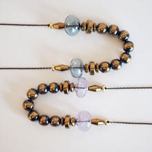 Load image into Gallery viewer, Gardena - glass bubble and hematite long necklace - grey or mauve