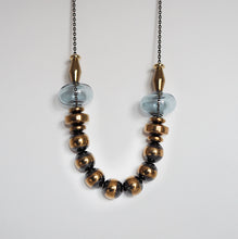 Load image into Gallery viewer, Gardena - glass bubble and hematite long necklace - grey or mauve