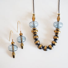 Load image into Gallery viewer, Gardena - glass bubble and hematite long necklace - grey or mauve