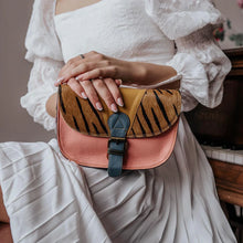 Load image into Gallery viewer, Jenny Green Blue Leopard Upcycled Leather Handbag