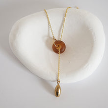 Load image into Gallery viewer, Kira - murano glass and teardrop lariat necklace
