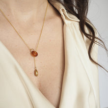 Load image into Gallery viewer, Kira - murano glass and teardrop lariat necklace