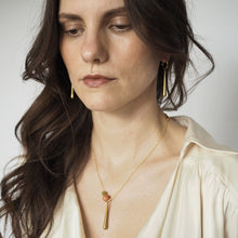 Load image into Gallery viewer, Kira - long teardrop necklace with peach and green aventurine