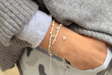Load image into Gallery viewer, Polar Moonstone & Silver Star Stretch Bracelet