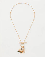 Load image into Gallery viewer, Enamel Moth and Leaf Charm Necklace