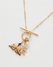 Load image into Gallery viewer, Enamel Moth and Leaf Charm Necklace